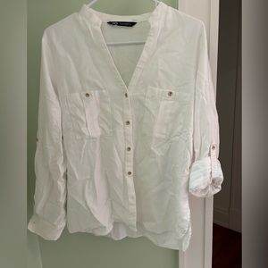 Zara linen top with gold buttons